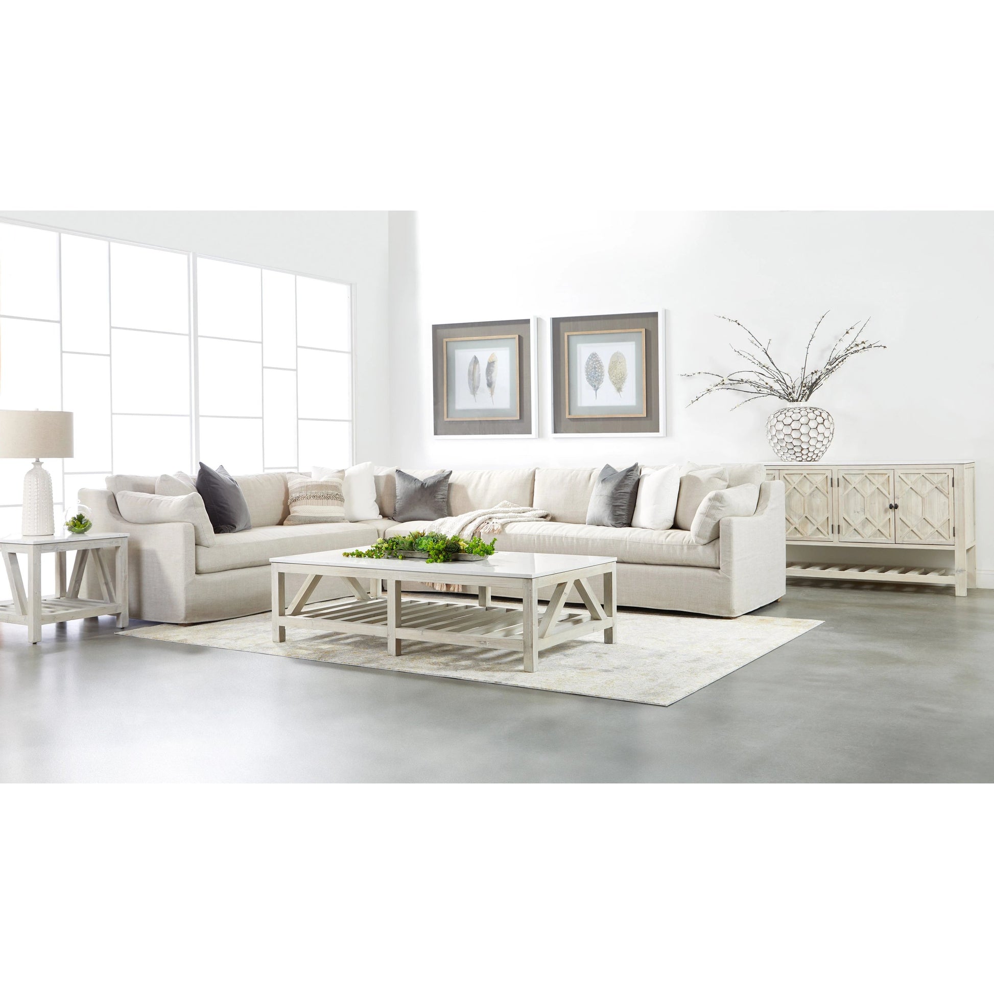 Spruce End Table by Essentials For Living. Made from solid pine wood, solid quartz in a coastal style.