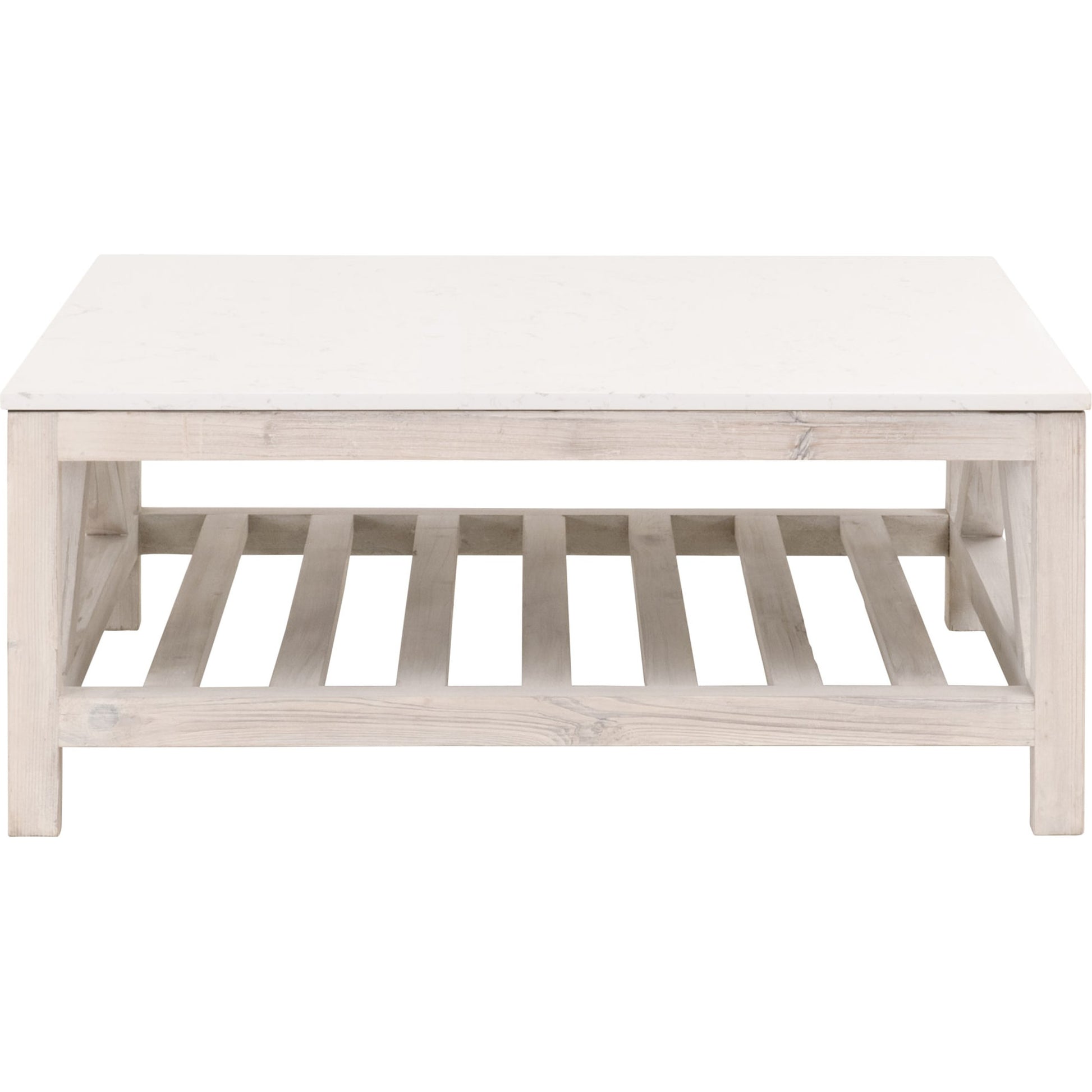 Spruce Square Coffee Table by Essentials For Living. Made from solid pine wood, solid quartz in a coastal style.