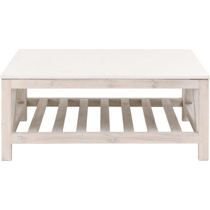 Spruce Square Coffee Table by Essentials For Living. Made from solid pine wood, solid quartz in a coastal style.