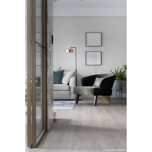Lalu+ Floor Lamp by Seed Design in copper. Made from steel, acrylic diffuser in a modern style.