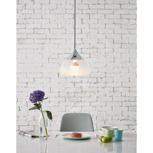 Mist Pendant by Seed Design. Made from steel, sand-blasted glass in a modern style.