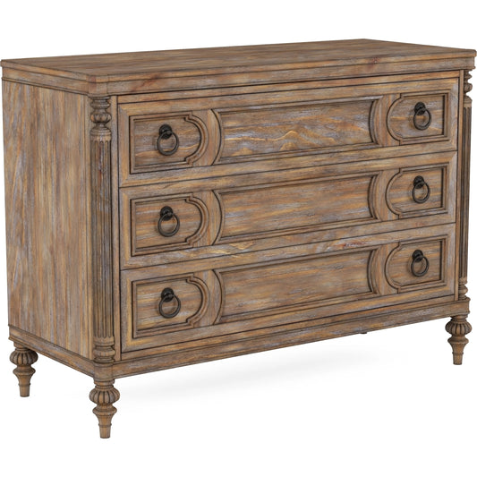 Architrave Bachelors Chest by A.R.T. Furniture in almond. Made from pine solids and veneer, metal in a traditional style.