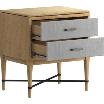 Loft Fabric Nightstand by A.R.T. Furniture in brown and natural maple. Made from poplar, rubberwood, fabric in a modern style.