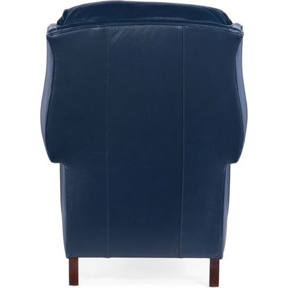 Chippendale Reclining Wing Chair by Bradington-Young by Hooker Furniture in mahogany finish, french natural nails. Made from 100% leather in a unique style.