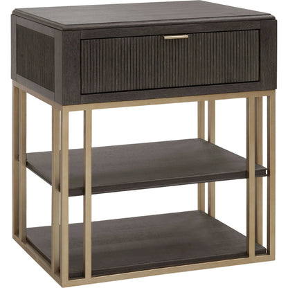 West End Nightstand with Storage-Drawer by Pulaski Furniture in tuxedo. Made from rubberwood in a modern style.
