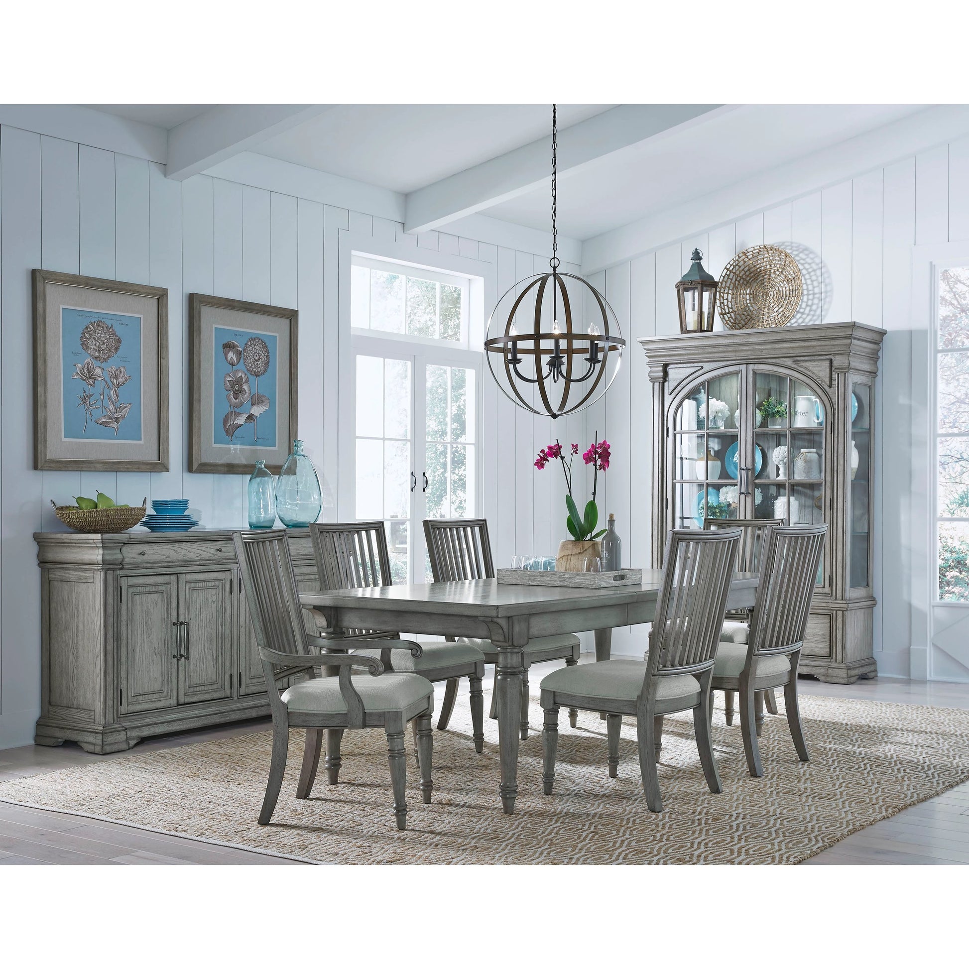 Madison Ridge Arm Chair by Pulaski Furniture in bluff grey. Made from asian hardwood, oak veneers, fabric in a traditional style.