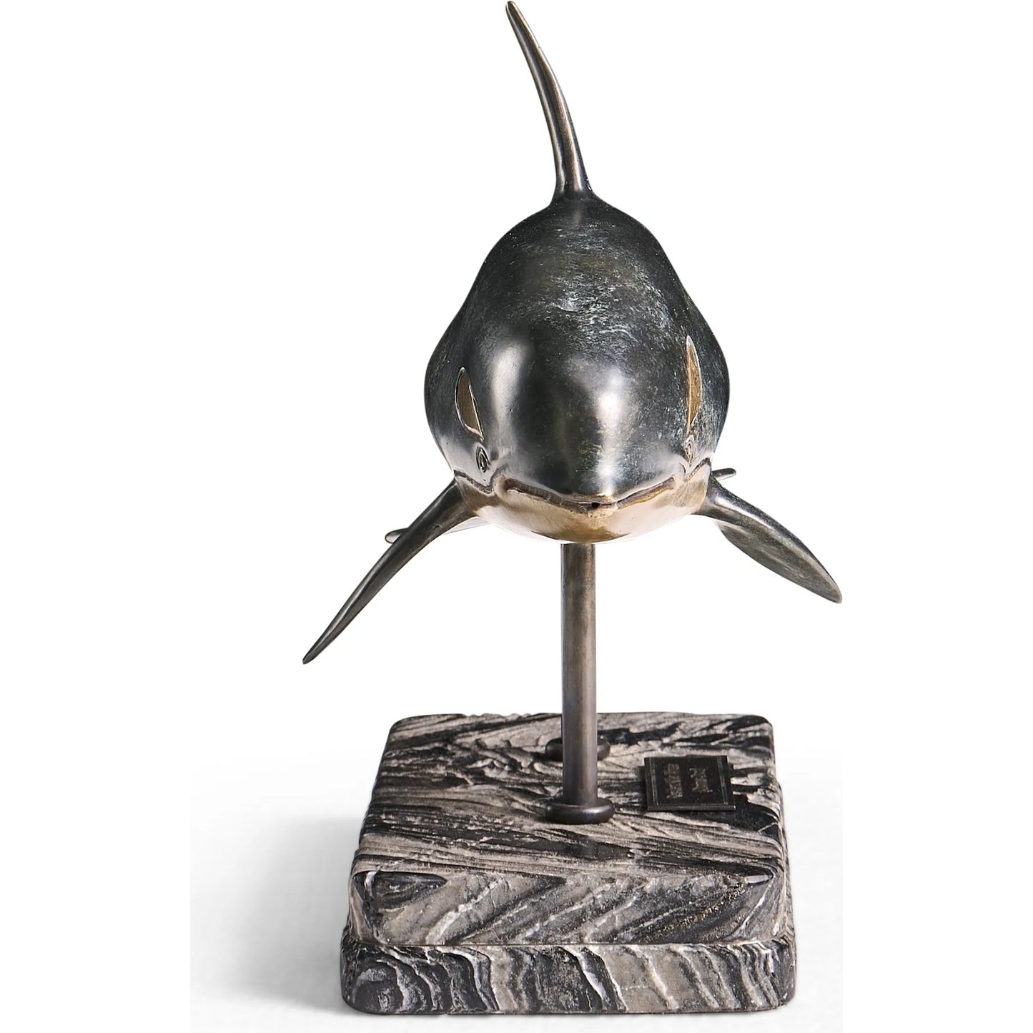 007 SI-2535727 | Additional Silo | Killer Whale Bronze Statue with Marble Base by Jonathan Charles in dark rustic waxed bronze. Made from main brass in a unique style.