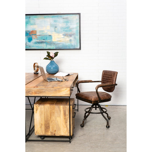 Colvin Desk by Moe's Home Collection in natural. Made from solid mango wood, iron in a modern style.