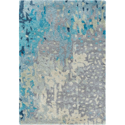 Serenade Rug - 1020 by Surya in dark purple, lilac, blue, light gray, cream, black. Made from 80% viscose, 20% wool in a unique style.