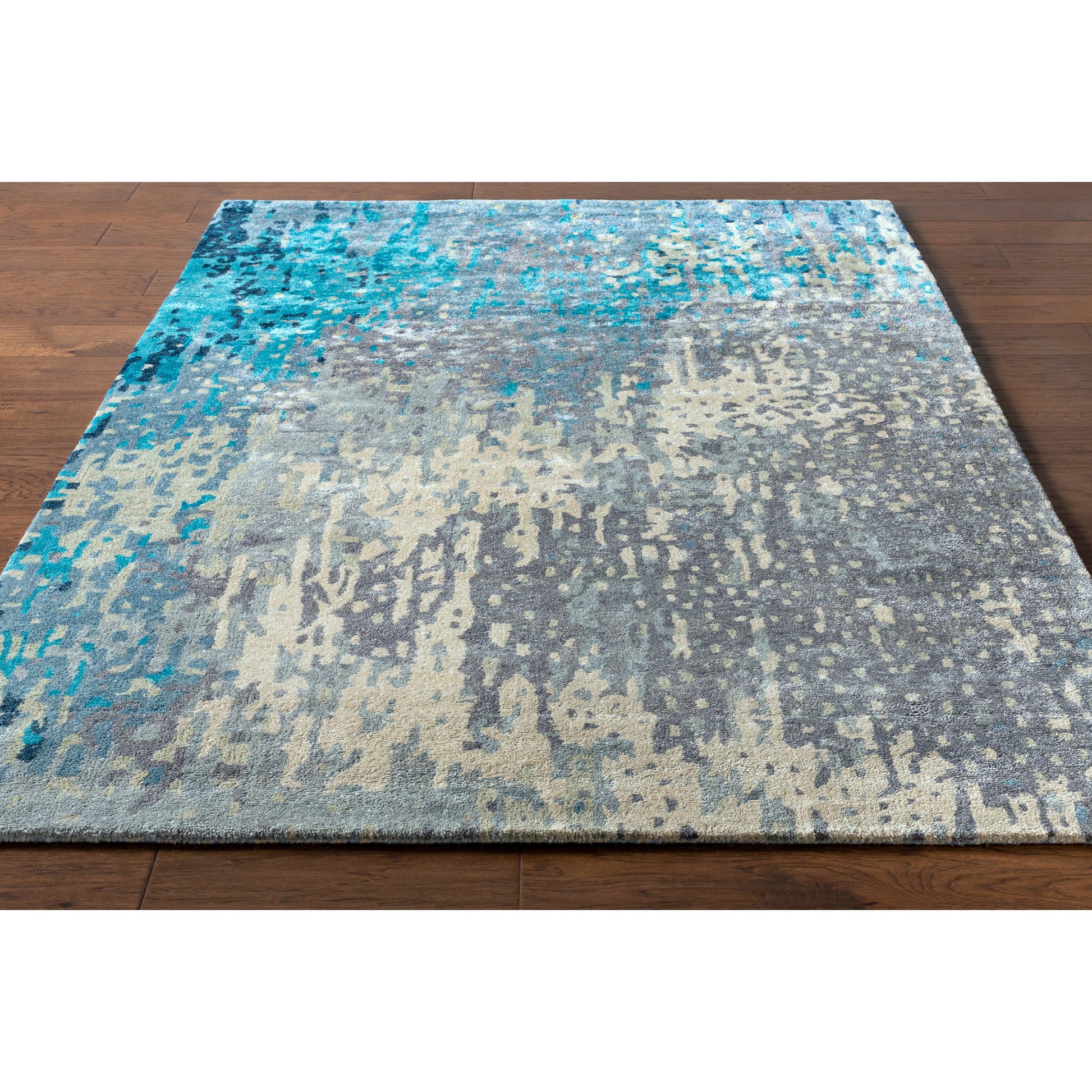 Serenade Rug - 1020 by Surya in dark purple, lilac, blue, light gray, cream, black. Made from 80% viscose, 20% wool in a unique style.