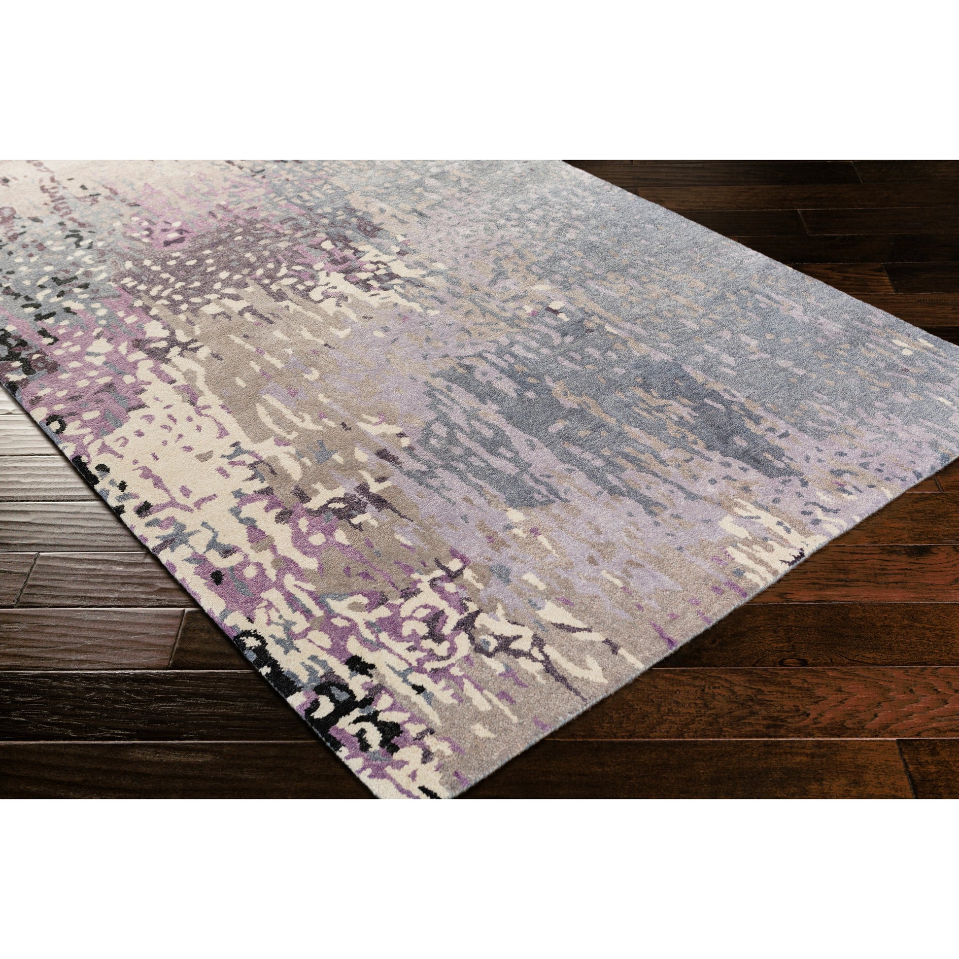 Serenade Rug - 1020 by Surya in dark purple, lilac, blue, light gray, cream, black. Made from 80% viscose, 20% wool in a unique style.