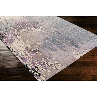 Serenade Rug - 1020 by Surya in dark purple, lilac, blue, light gray, cream, black. Made from 80% viscose, 20% wool in a unique style.