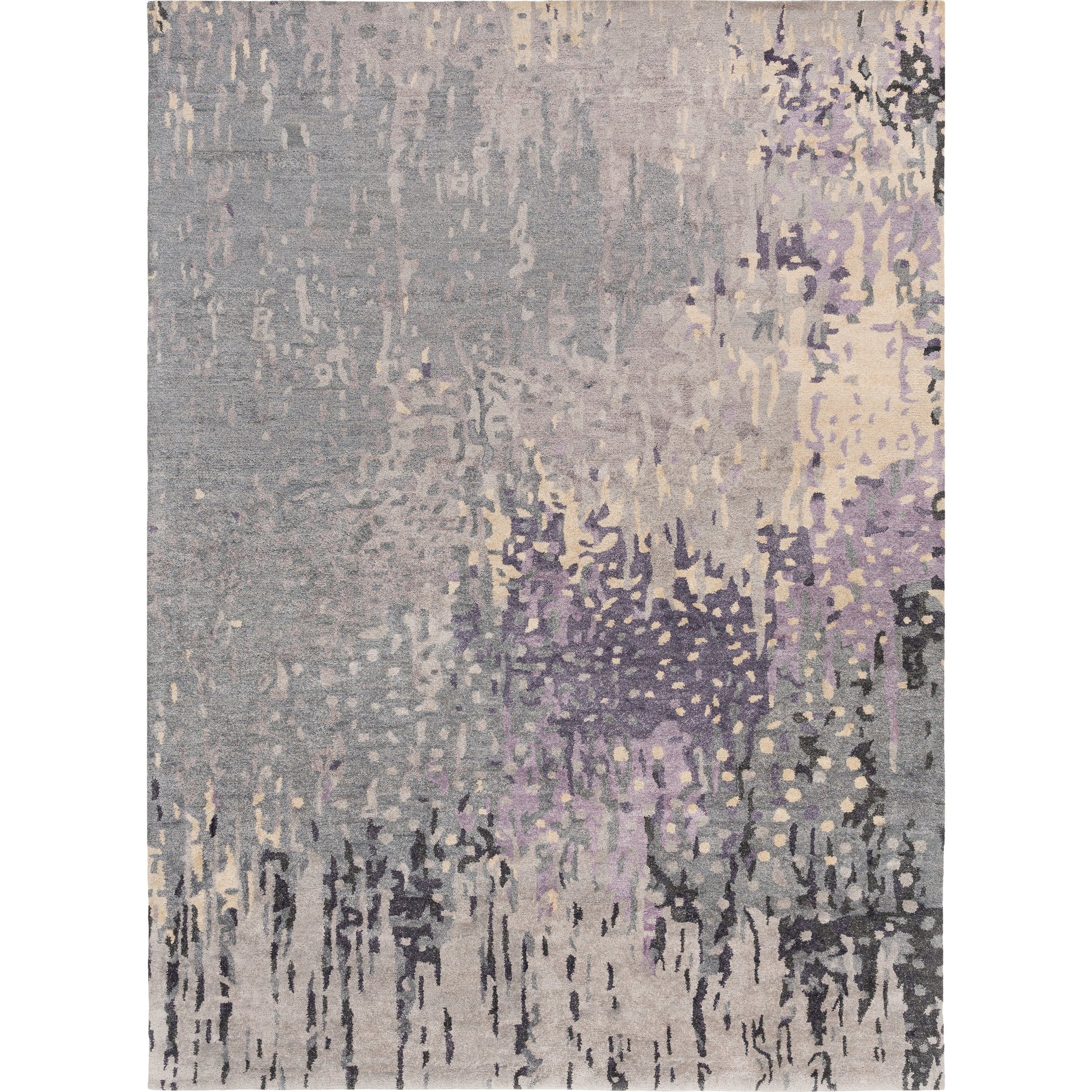 Serenade Rug - 1020 by Surya in dark purple, lilac, blue, light gray, cream, black. Made from 80% viscose, 20% wool in a unique style.