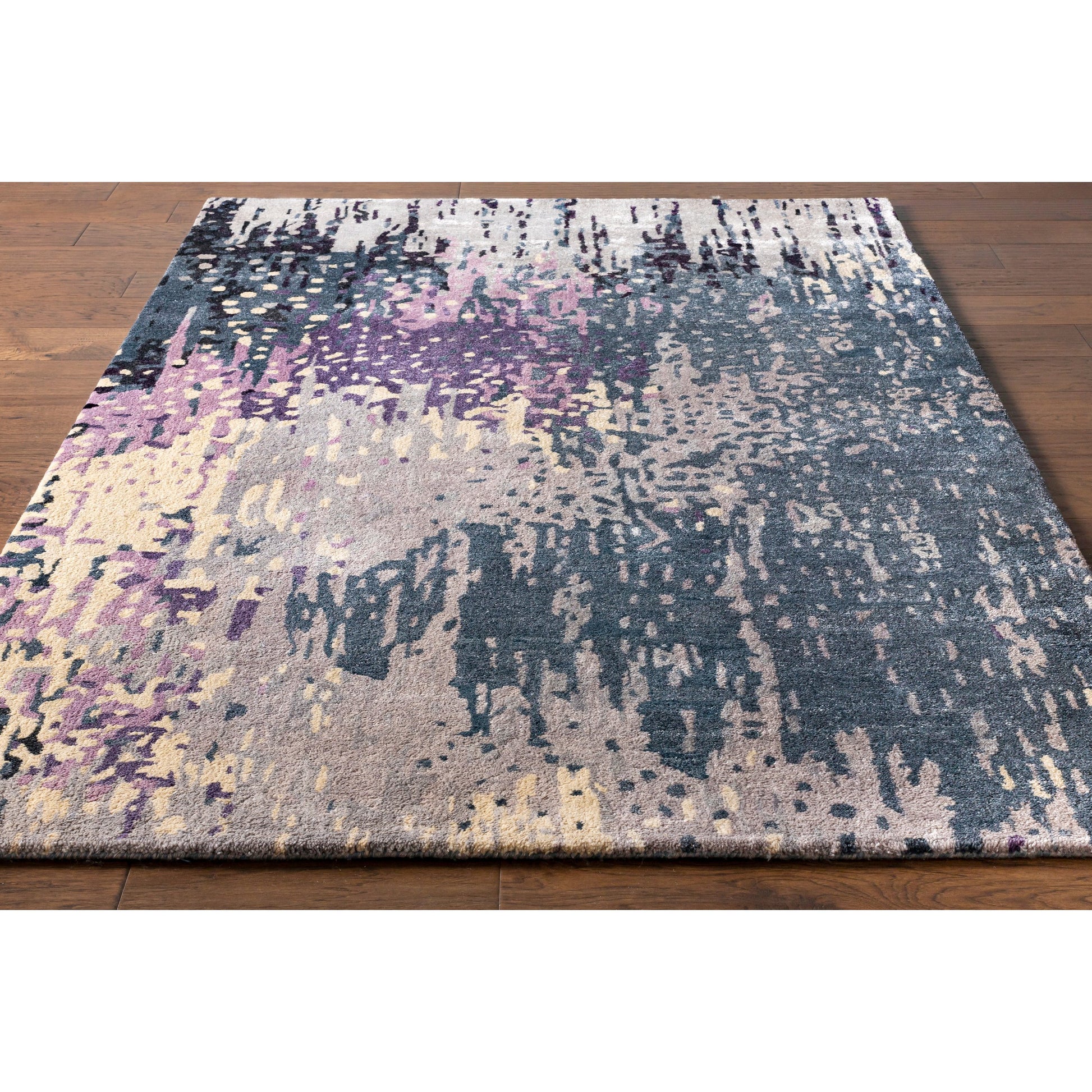 Serenade Rug - 1020 by Surya in dark purple, lilac, blue, light gray, cream, black. Made from 80% viscose, 20% wool in a unique style.