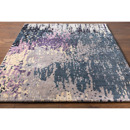 Serenade Rug - 1020 by Surya in dark purple, lilac, blue, light gray, cream, black. Made from 80% viscose, 20% wool in a unique style.