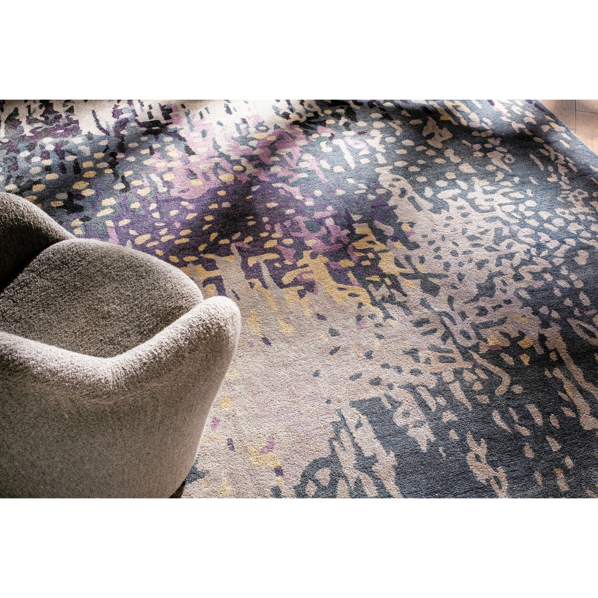 Serenade Rug - 1020 by Surya in dark purple, lilac, blue, light gray, cream, black. Made from 80% viscose, 20% wool in a unique style.