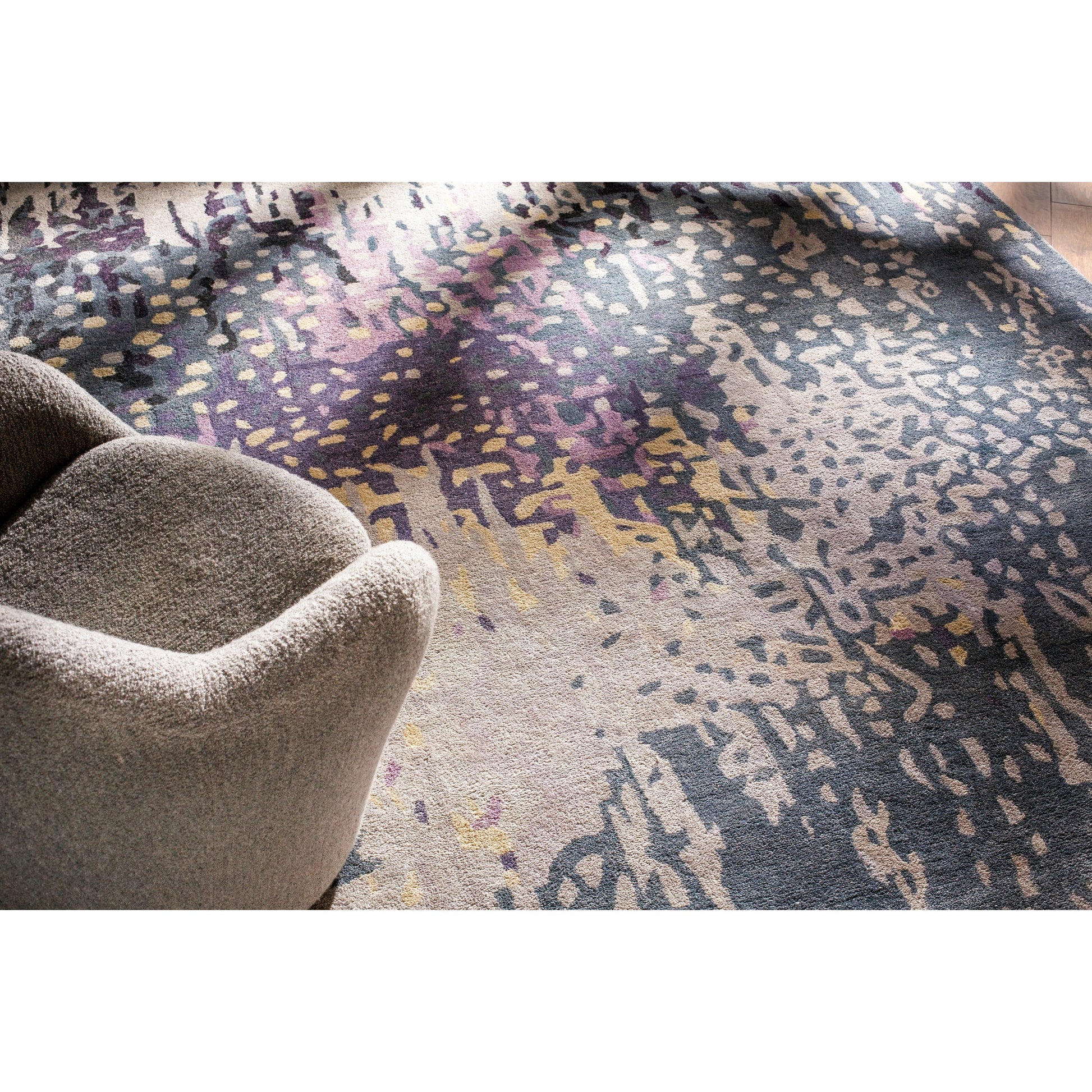 Serenade Rug - 1020 by Surya in dark purple, lilac, blue, light gray, cream, black. Made from 80% viscose, 20% wool in a unique style.