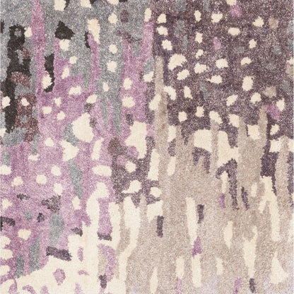Serenade Rug - 1020 by Surya in dark purple, lilac, blue, light gray, cream, black. Made from 80% viscose, 20% wool in a unique style.