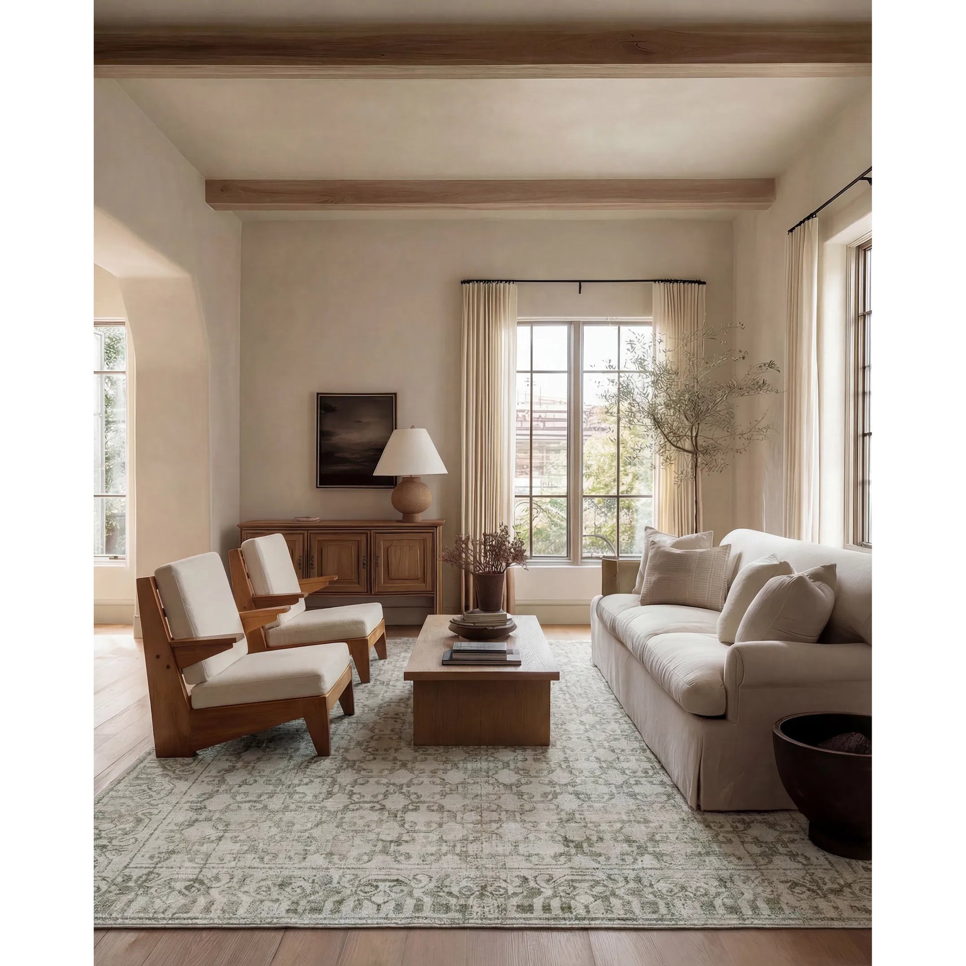 Serenita SRE06 Rug by Jaipur Living in green, ivory, white. Made from 100% polyester in a unique style.