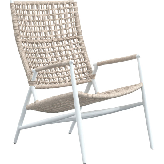 Bahia Outdoor Highback Accent Chair by Sunset West in frost. Made from aluminum / olefin rope in a coastal style.