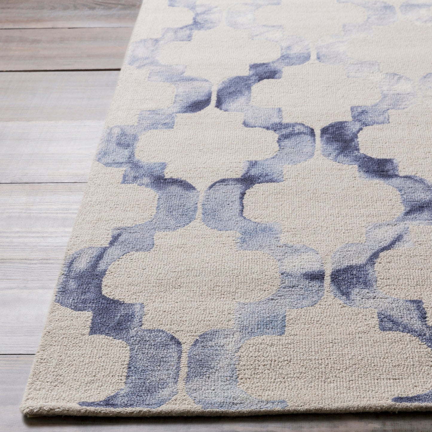 011 63515-25754,63515-25756,63515-25758,63515-25759 | Closeup | Serafina SRF-2005 Rug by Livabliss in denim, navy, light gray. Made from wool in a unique style.