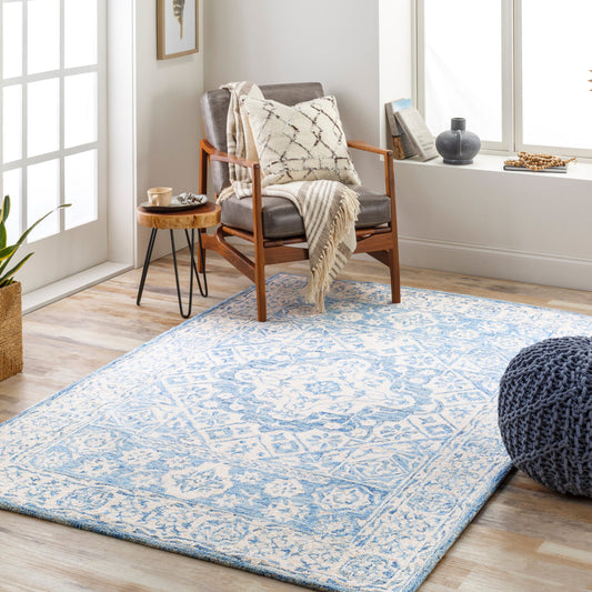 Serafina Rug - 20993 by Surya in ice blue, ivory. Made from wool in a unique style.