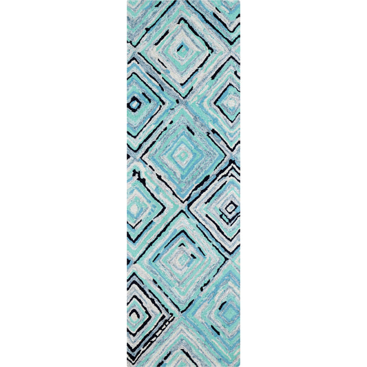 Serafina Rug - 23253 by Surya in dark blue, pale blue, teal, ink blue, denim, taupe. Made from 100% wool in a unique style.