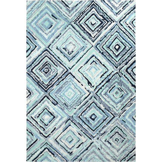 Serafina Rug - 23253 by Surya in dark blue, pale blue, teal, ink blue, denim, taupe. Made from 100% wool in a unique style.