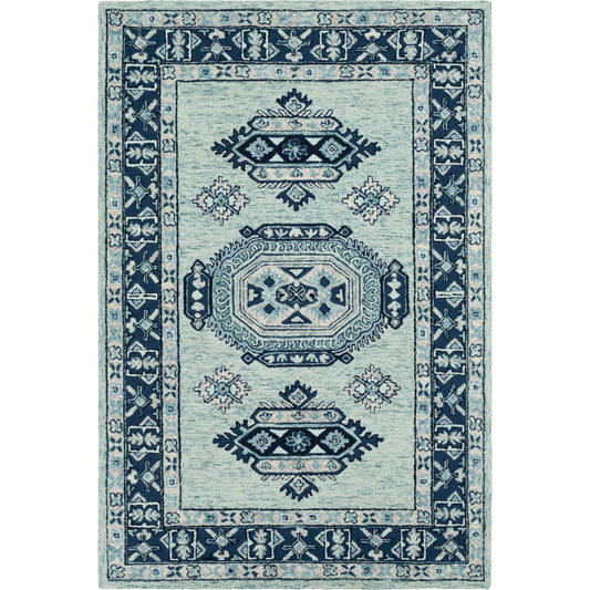 Serafina Rug - 23255 by Surya in dark blue, pale blue, teal, ink blue, denim, taupe. Made from 100% wool in a unique style.