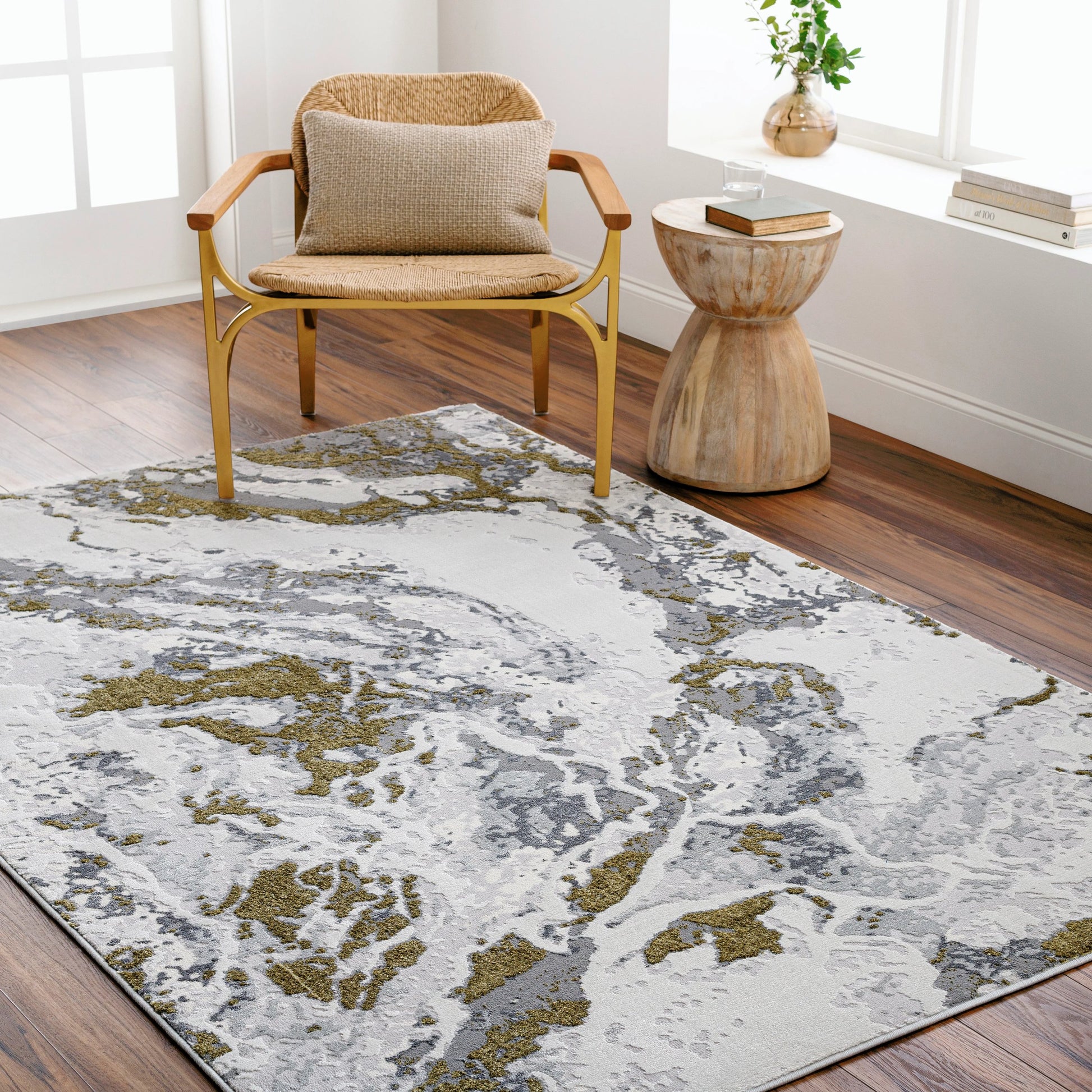 Sunrise Rug - 489640 by Livabliss in tan, mustard, beige, brown, cream. Made from polyester, polypropylene in a unique style.