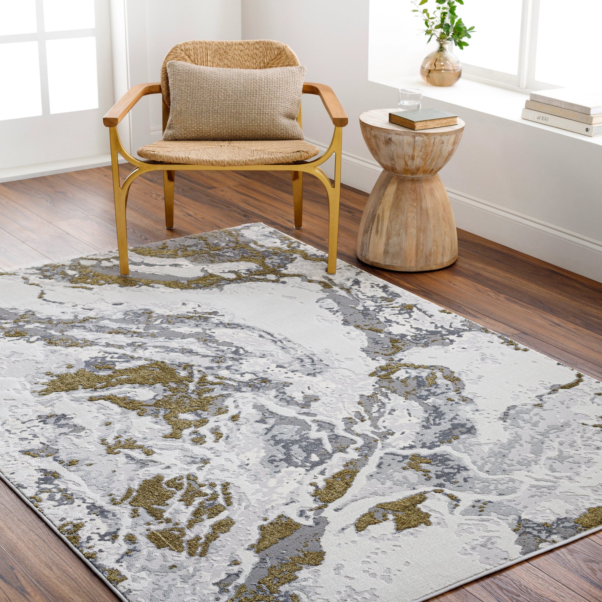 Sunrise Rug - 489640 by Livabliss in tan, mustard, beige, brown, cream. Made from polyester, polypropylene in a unique style.
