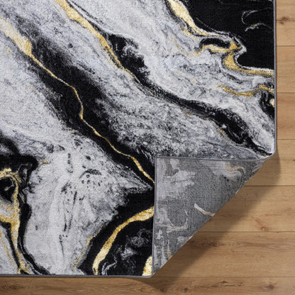 Sunrise 537277 Rug by Livabliss in light slate, ivory, charcoal, gray, black. Made from polyester, polypropylene in a unique style.