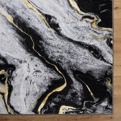 Sunrise 537277 Rug by Livabliss in light slate, ivory, charcoal, gray, black. Made from polyester, polypropylene in a unique style.