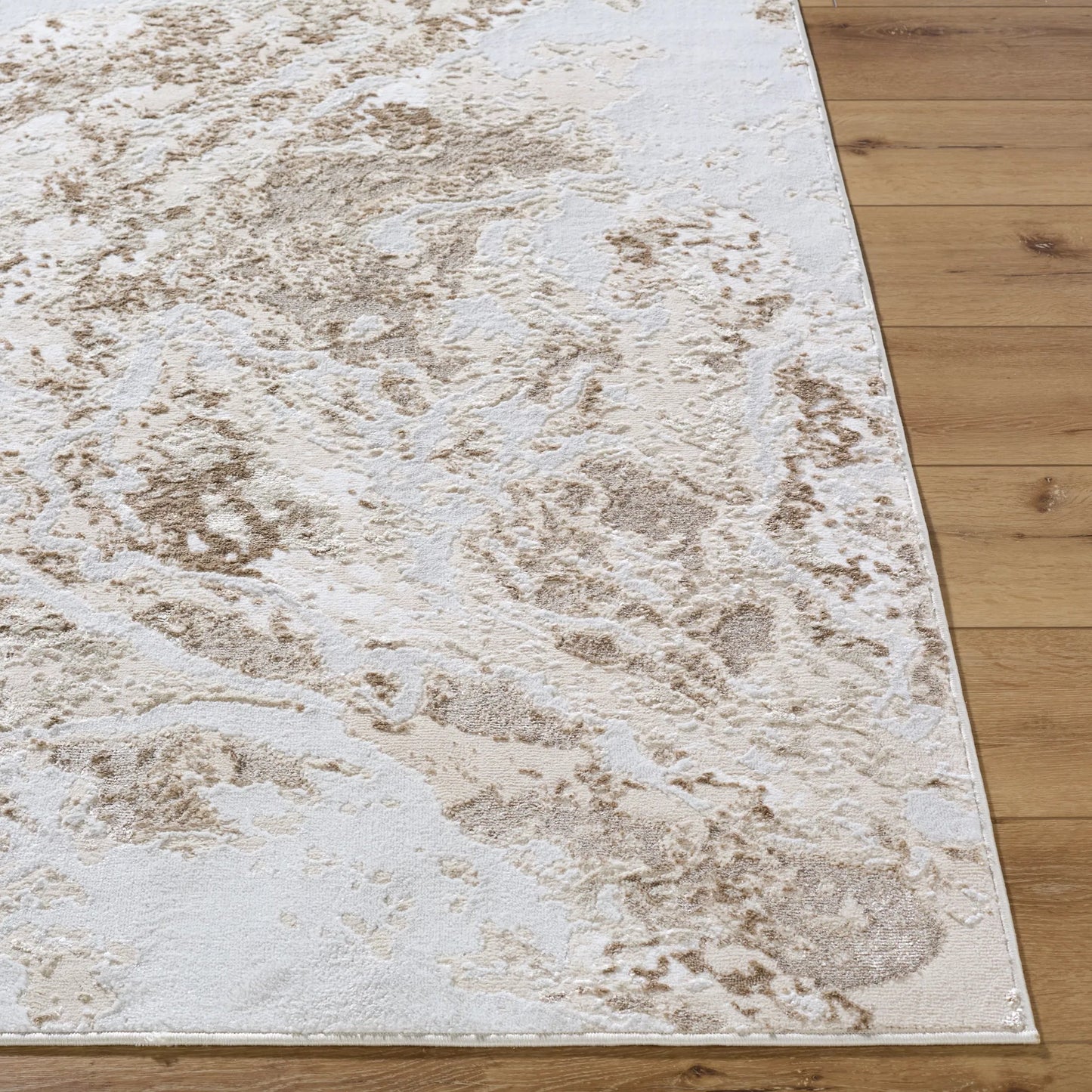 006 SI-2245528,SI-2245529,SI-2245530 | Closeup | Sunrise Rug - 489640 by Livabliss in tan, mustard, beige, brown, cream. Made from polyester, polypropylene in a unique style.