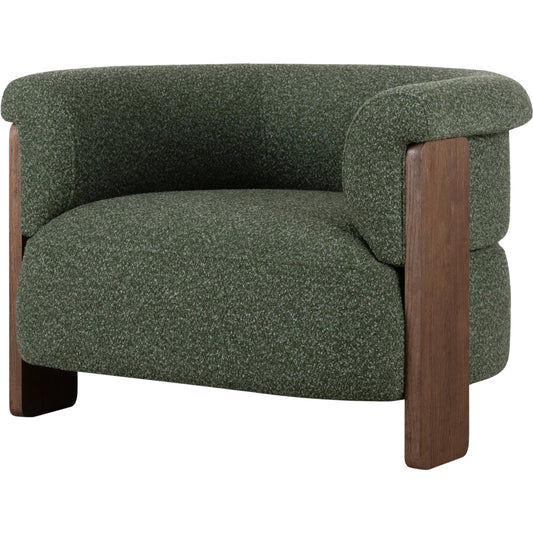 Scarlett Accent Chair by Surya in green, brown. Made from polypropylene, polyester, rubber wood, foam in a modern style.