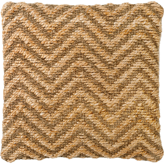 Srinagar Pillow - 479615 by Surya in camel, brick, dark brown, tan, copper, pearl, natural. Made from front: 100% jute, back: 100% cotton in a modern style.