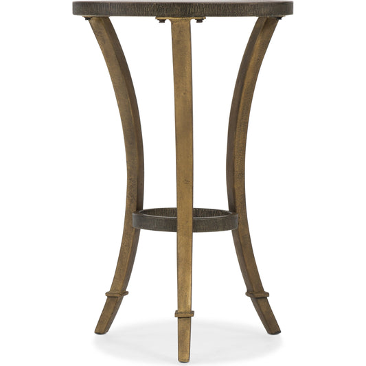 Round Accent Martini Table by Hooker Furniture in gold. Made from metal tube with cast iron in a modern style.