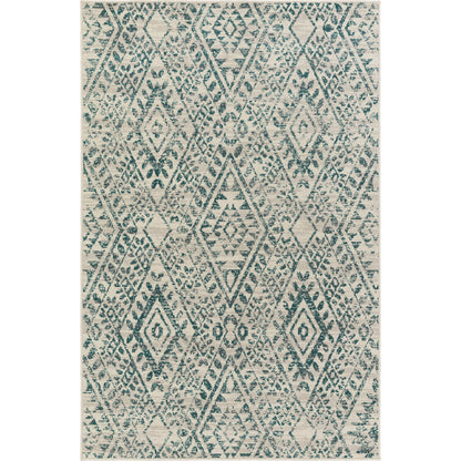 Stretto Rug - 17487 by Livabliss in gray, teal, ivory. Made from 50% polyester, 50% wool in a unique style.