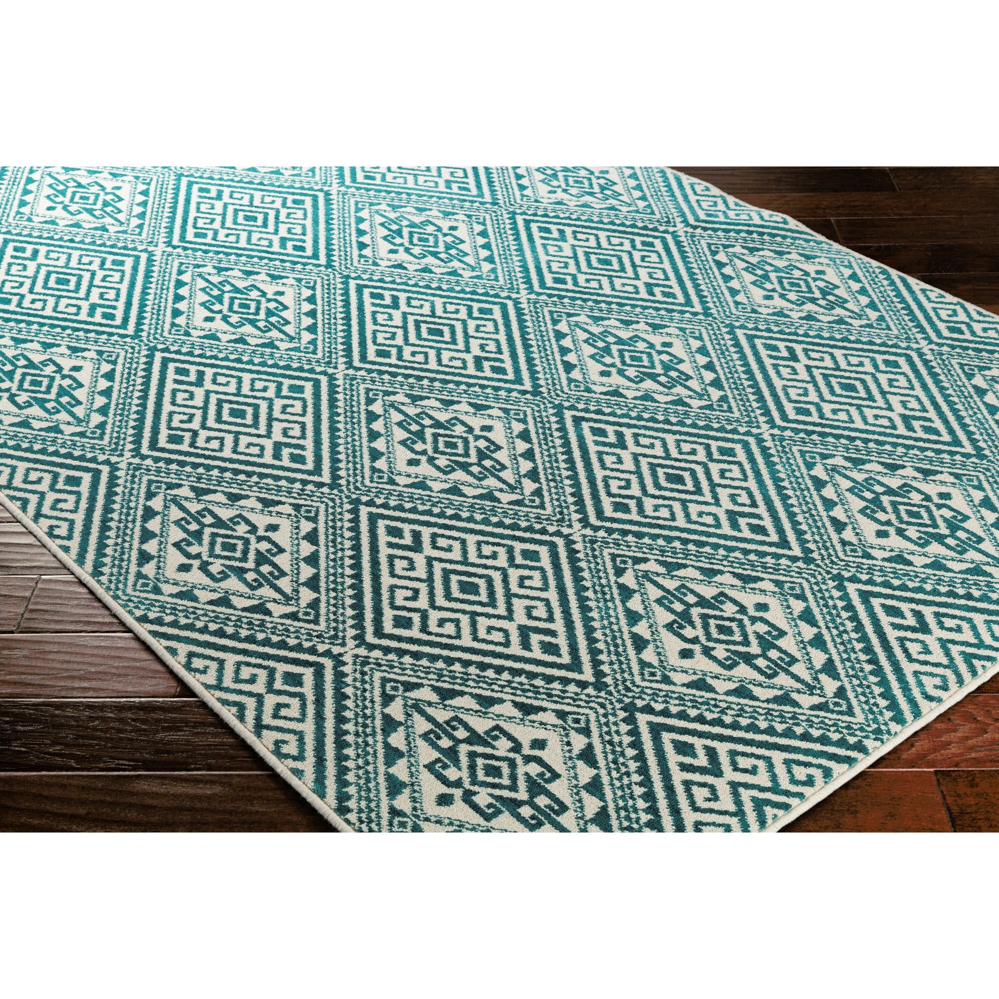 SRO-1022 Rug by Livabliss in teal, ivory. Made from 50% polyester, 50% wool in a unique style.