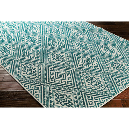 SRO-1022 Rug by Livabliss in teal, ivory. Made from 50% polyester, 50% wool in a unique style.