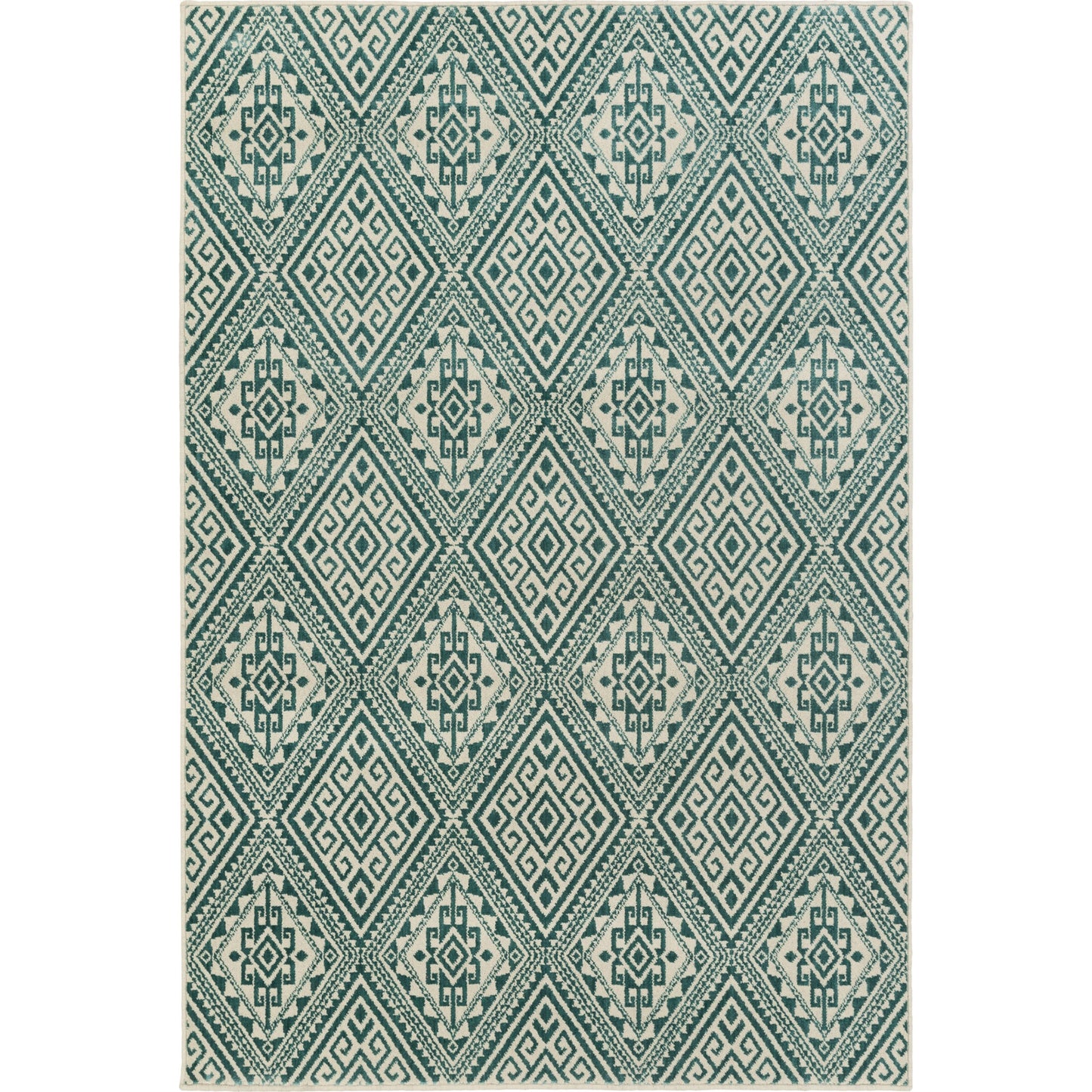 001 84643-33574 | Primary Silo | SRO-1022 Rug by Livabliss in teal, ivory. Made from 50% polyester, 50% wool in a unique style.