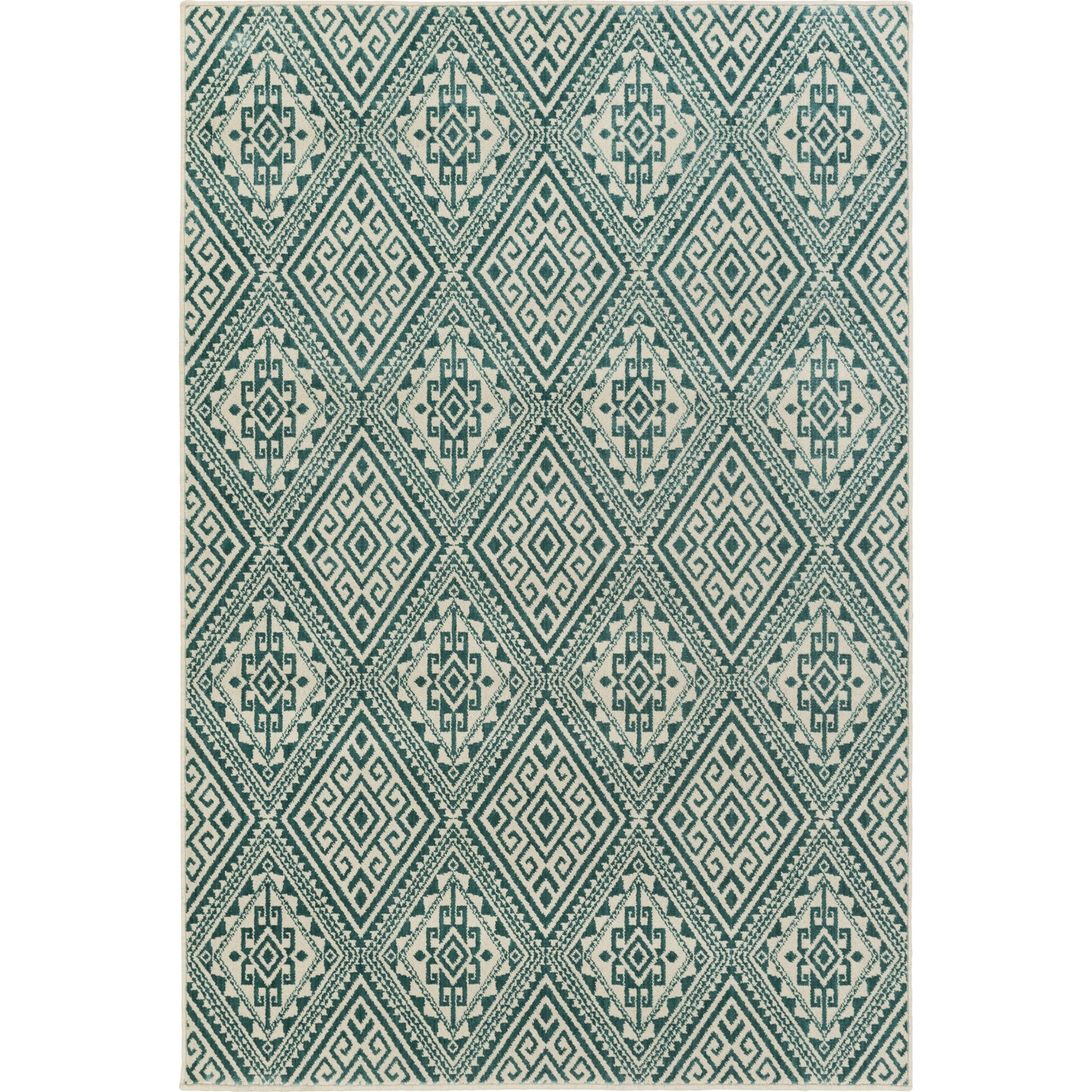 SRO-1022 Rug by Livabliss in teal, ivory. Made from 50% polyester, 50% wool in a unique style.