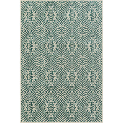 SRO-1022 Rug by Livabliss in teal, ivory. Made from 50% polyester, 50% wool in a unique style.
