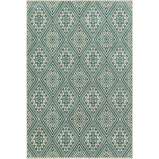 SRO-1022 Rug by Livabliss in teal, ivory. Made from 50% polyester, 50% wool in a unique style.