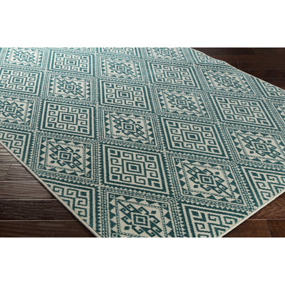 SRO-1022 Rug by Livabliss in teal, ivory. Made from 50% polyester, 50% wool in a unique style.