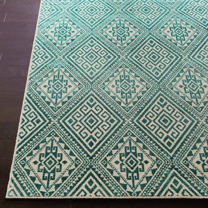 SRO-1022 Rug by Livabliss in teal, ivory. Made from 50% polyester, 50% wool in a unique style.