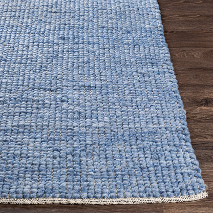 Sierra Rug - 26035 by Livabliss in pale blue, denim, dark blue, black, cream. Made from 60% wool, 20% cotton, 20% polyester in a unique style.