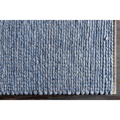 Sierra Rug - 26035 by Livabliss in pale blue, denim, dark blue, black, cream. Made from 60% wool, 20% cotton, 20% polyester in a unique style.