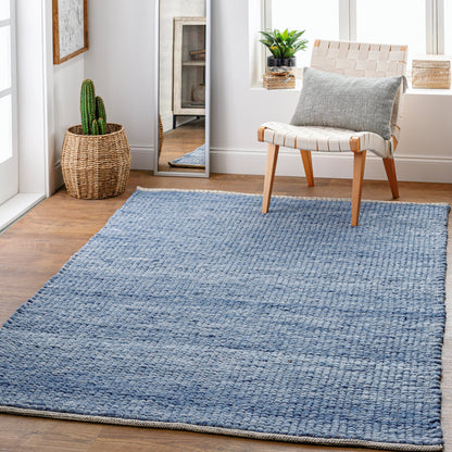Sierra Rug - 26035 by Livabliss in pale blue, denim, dark blue, black, cream. Made from 60% wool, 20% cotton, 20% polyester in a unique style.