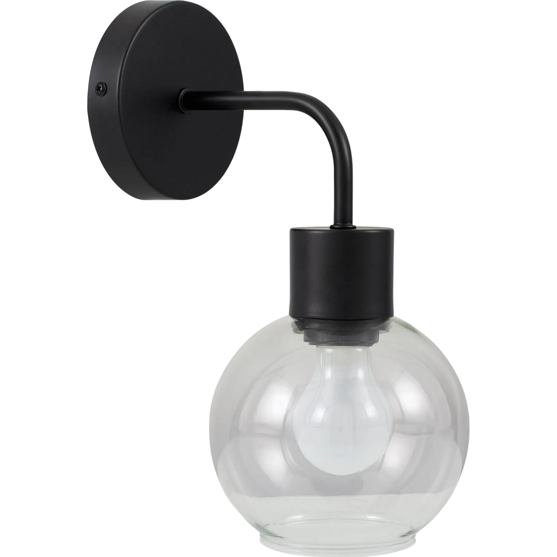 Silverton Black Wall Sconce by Livabliss in fixture: black; shade: white; cord: black and metallic, painted. Made from iron, glass in a modern style.